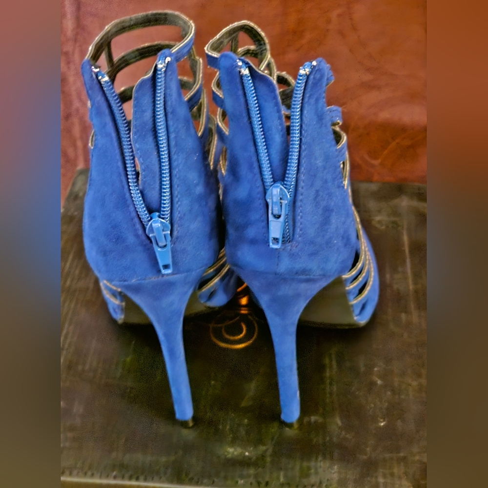 MISS L BY LILIANA HEELS BLUE SIZE 71/2 PRE-OWNED - Picture 3 of 11